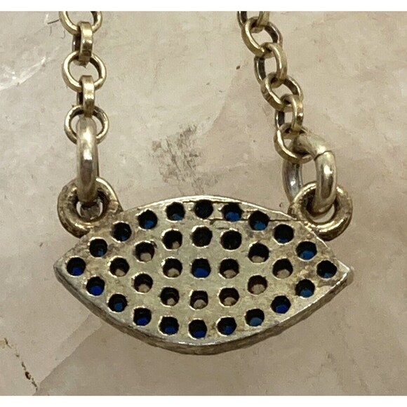 CZ Evil Eye Festoon Pendant 15'' Choker Necklace Gold Plated Sterling Silver 2g - Picture 5 of 7